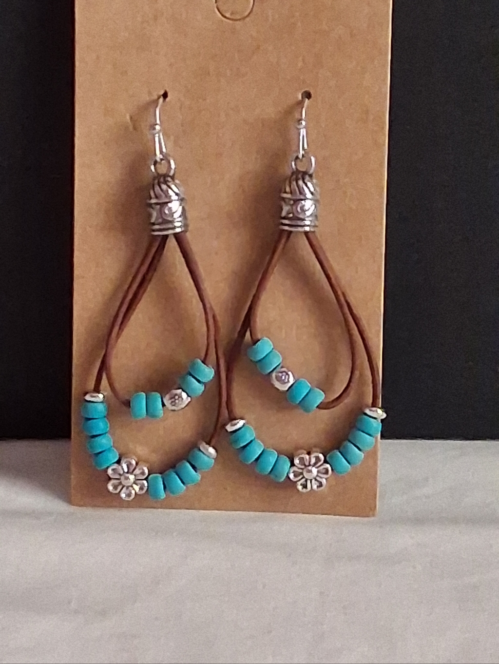 New Beaded Leather Cord Earrings